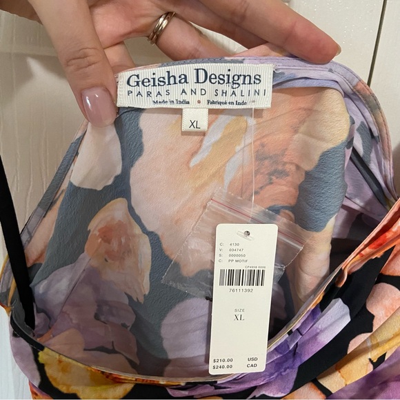 Anthropologie NWT Geisha Floral Satin Pleated One Shoulder Beaded Midi Dress XL - Picture 6 of 9